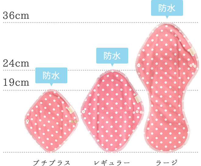 ひし形布ナプキンサイズ比較