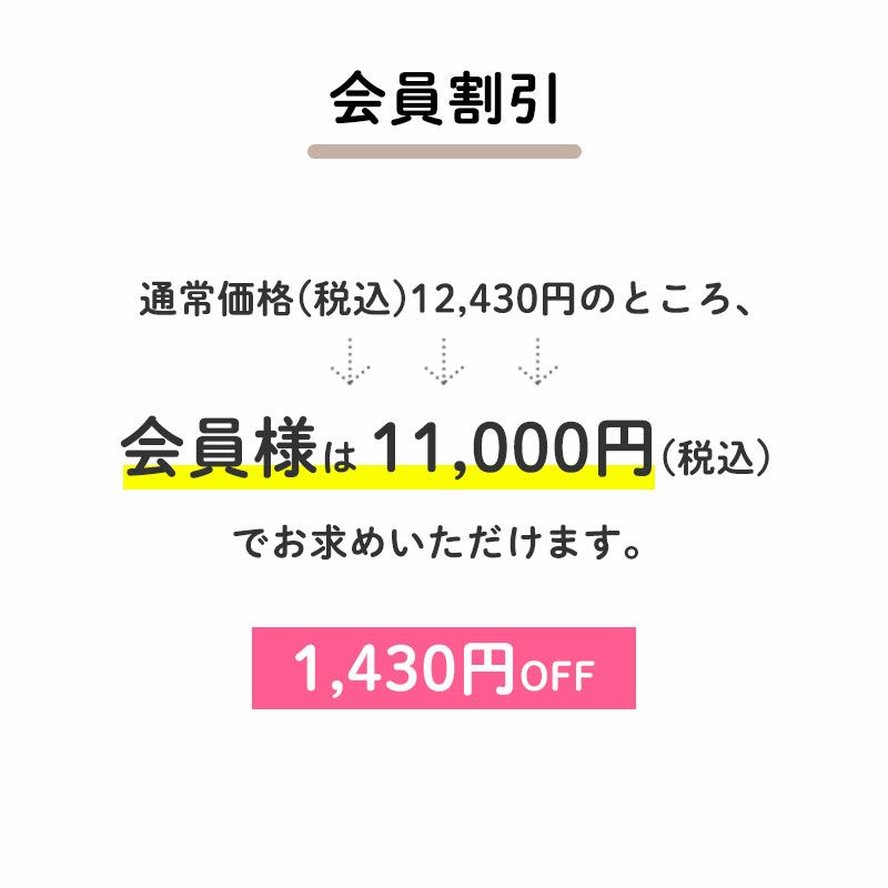 通常価格(税込)12,430円のところ、会員様は11,000円でお求めいただけます。（1,430円相当）