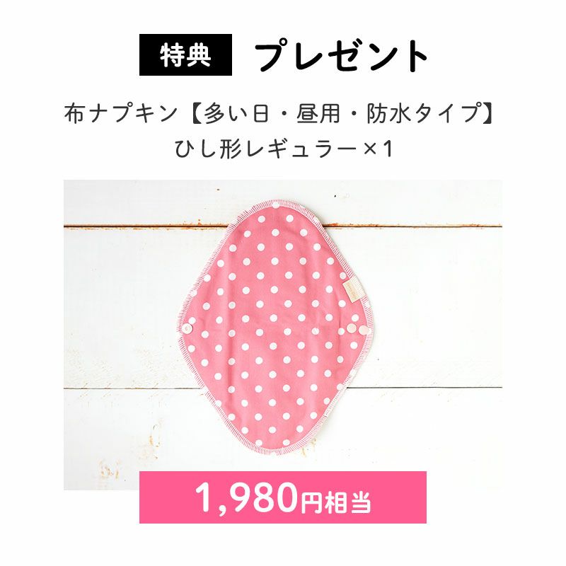 プレゼント 布ナプキン【多い日・昼用・防水タイプ】ひし形レギュラー×1(1,980円相当)