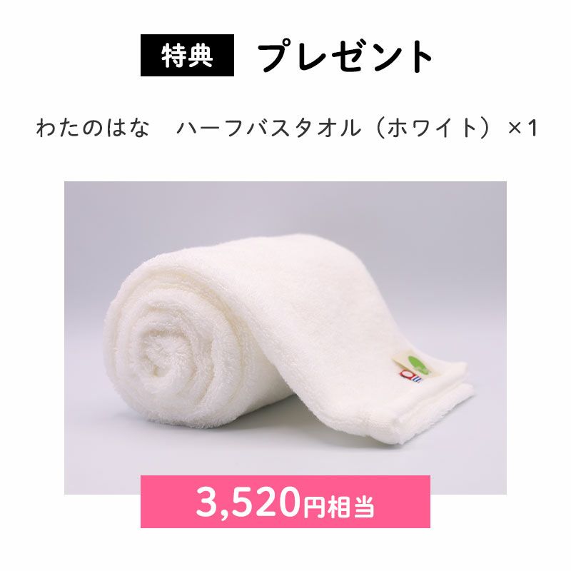 ＜プレゼント＞
		わたのはな　ハーフバスタオル×1（3,520円相当）